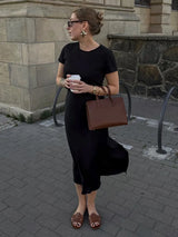 Women's Satin Midi Skirt – Elegant A-Line with Slit