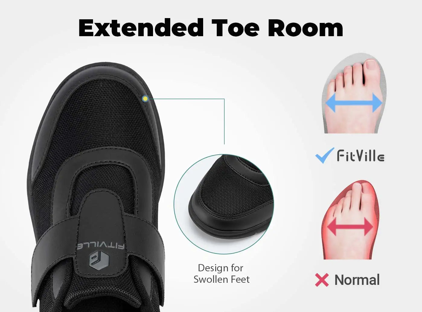FitVille Diabetic Shoes Mens Extra Wide Width for Swollen Feet Neuropathy Diabetic Pain Relief Lightweight Walking Casual Shoes