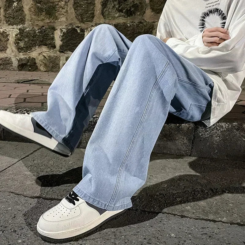 Men's Korean Wide-Leg Jeans – Relaxed Streetwear Fit