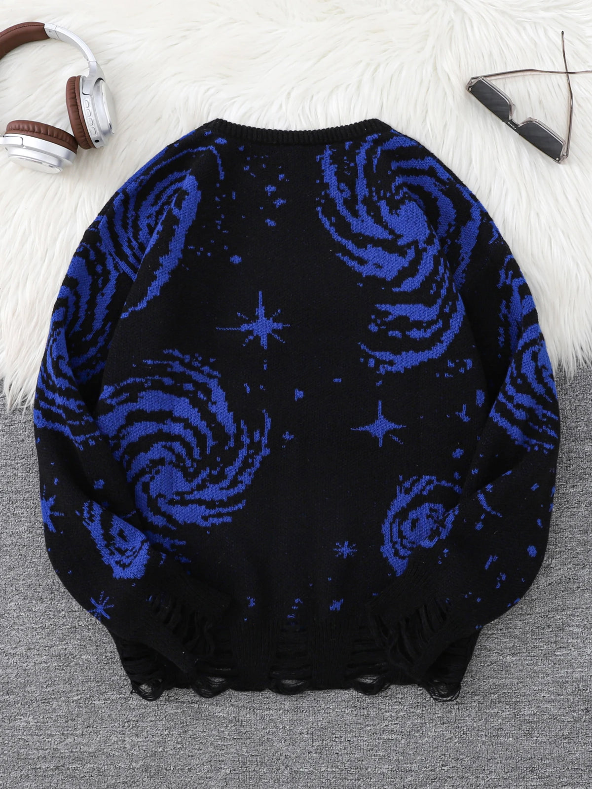 Men's Abstract Star Knit Crew Neck Sweater