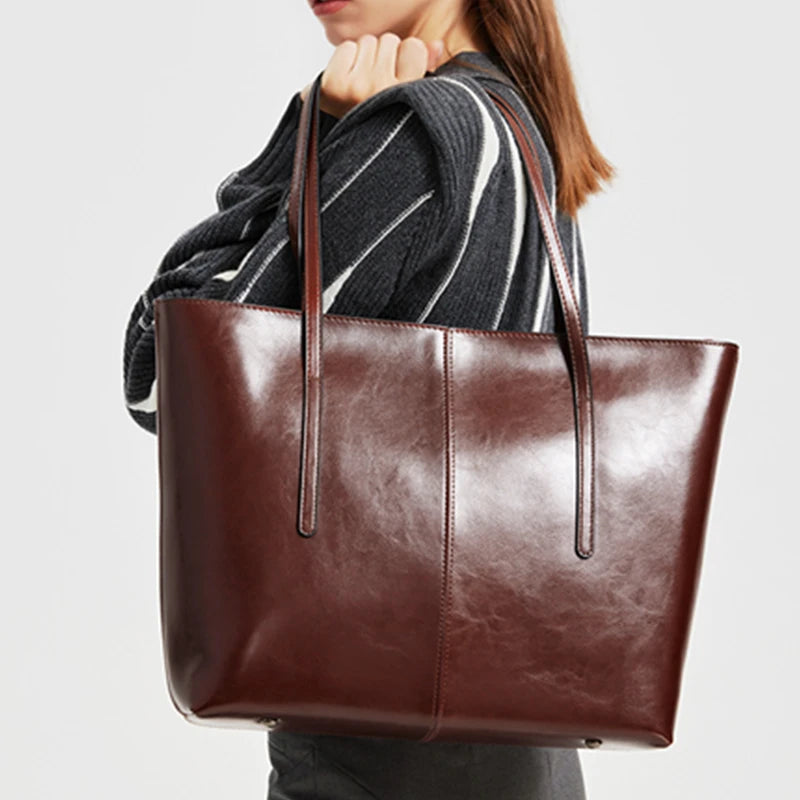 Burminsa Vintage Genuine Leather Tote Bag for Women