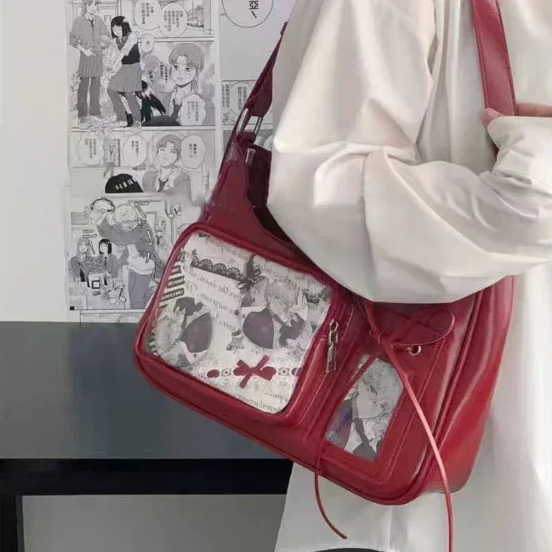 Y2K Transparent Ita Shoulder Bag – Harajuku Crossbody Purse