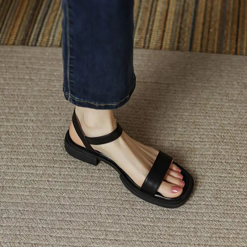 Women's Low-Heel Buckle Strap Sandals