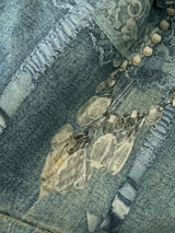3D Pearl Chain Trompe L'Oeil Straight-Leg Jeans