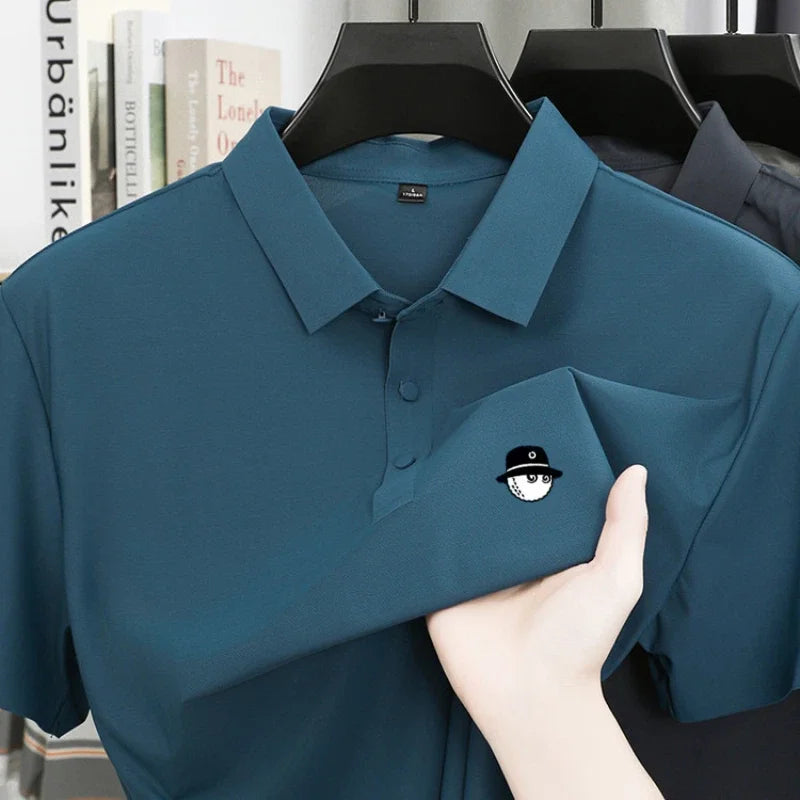 Men's Ice Silk Golf Polo Shirt – 10 Colors, M to 5XL