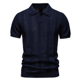 AIOPESON Men's Striped Mesh Polo Shirt | Breathable & Elegant