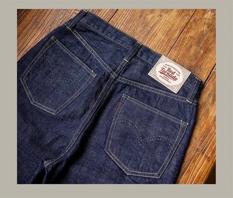 Vintage High-Rise Selvedge Denim Jeans for Men | 14oz