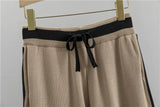 Autumn Women’s Elegant 2-Piece Pleated Set – Knit Bowknot Top & Wide Leg Pants