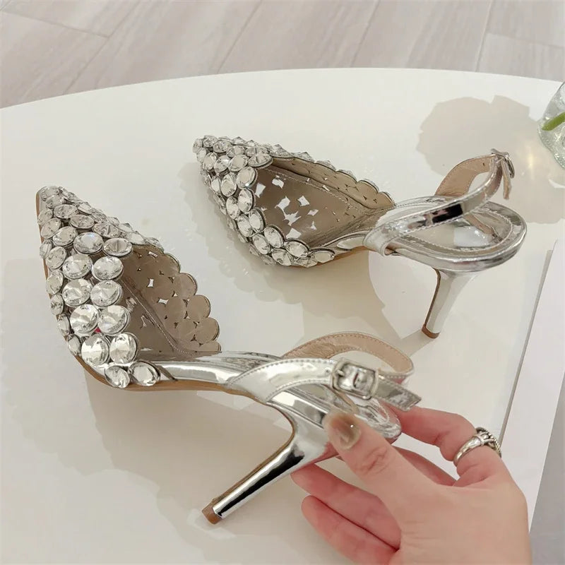 Women's Rhinestone Stiletto Pumps — High Heel Wedding & Party Sandals
