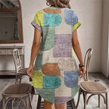 Geometric Print V-Neck Sun Dress