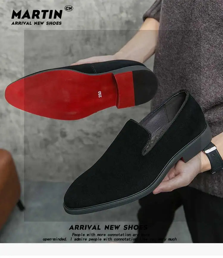 New In Red Bottom Shoes for Men Loafers Flock Solid Slip-On Party Men Dress Shoes Size 38-48 Free Shipping Men Shoes
