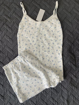 Strawberry Vest Shorts 2 Pieces Set Woman Eyelet Bow Slim Tank Top with Elastic Waist Patchwork Straight Short Pant Sweet Sets