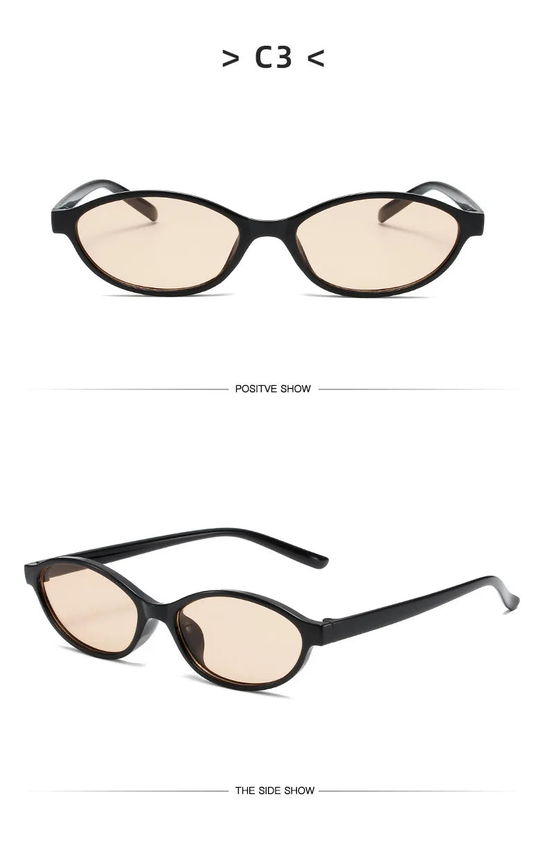 Vintage Small Frame Oval Sunglasses – Black Round Designer Style, Unisex Cool Eyewear for Men & Women, Fashion Circular UV Sun Glasses