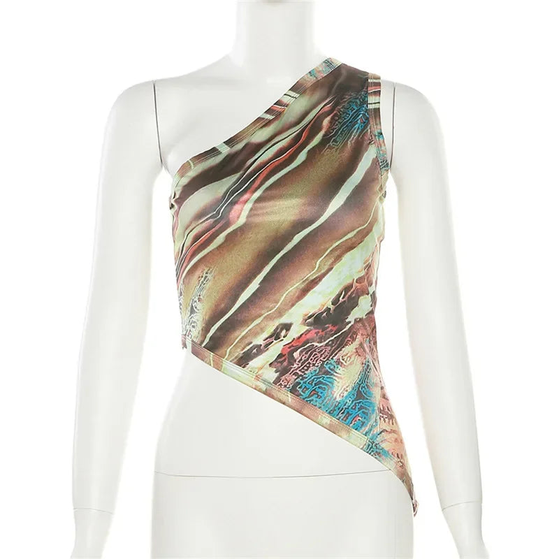 Y2K Asymmetrical Single-Shoulder Crop Top