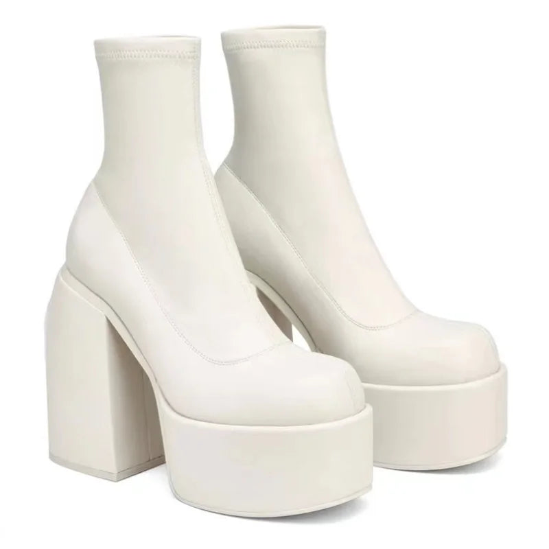 Square Toe Leather Fashion Boots
