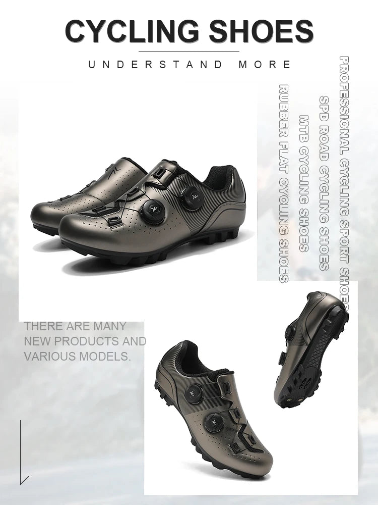 2026 MTB Cycling Sneaker Men A5 Leather Self-Locking Cleat Spd Road Bike Shoes Women Flat Trail Train Mountain Bicycle Shoes