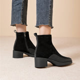 AIYUQI 2026 New Women's Short Boots Genuine Leather Chunky Heel High Heel Boots Female Large Size Pointed Toe Women Ankle Boots