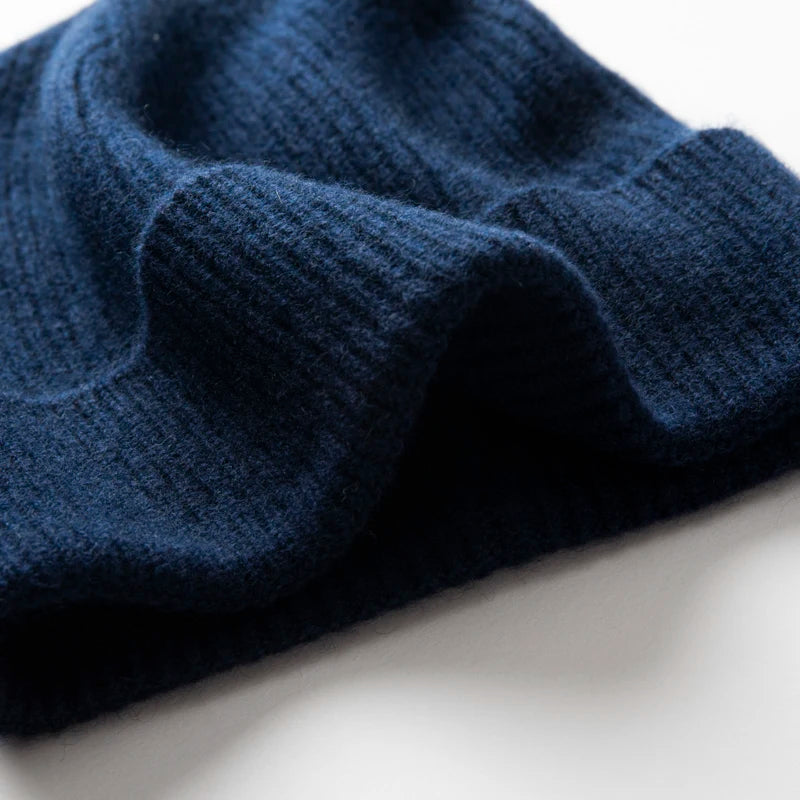 MERRILAMB Men's Pure Cashmere Ribbed Beanie | Soft & Warm