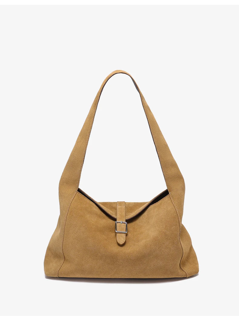 New Winter Women's Natural Suede Leather Bags Female Soft Cowhide Durable Crossbody Shoulder Bag Ladies Fashion Commute Handbags