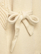 Chic V-neck Knitted Lace-up Women Cardigan Elegant Solid Full Sleeve Loose Cropped Sweater 2026 Lady Commute Office Cardigans