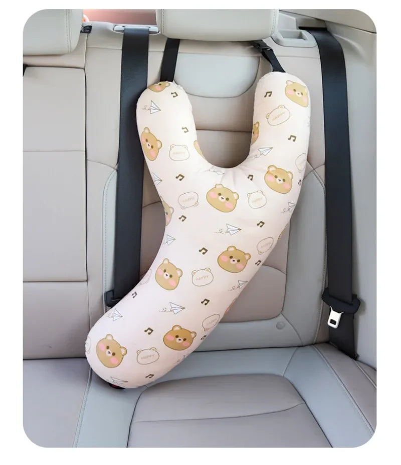 Cartoon Car Headrest & Y-Shaped Seat Belt Pillow