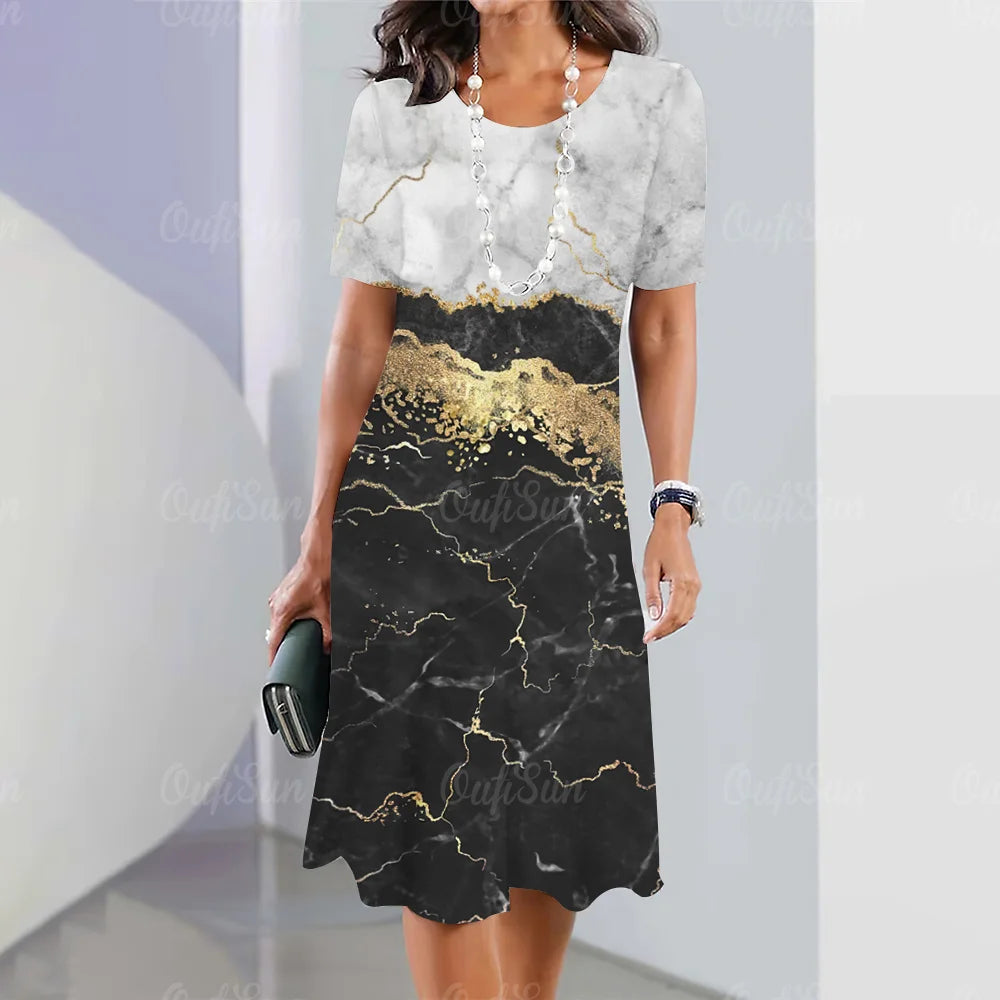 Elegant Graphic Print Midi Dress
