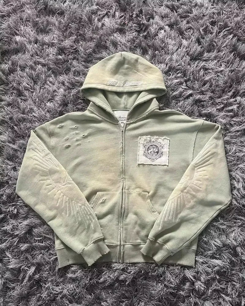 Y2K Gothic Oversized Zip-Up Hoodie