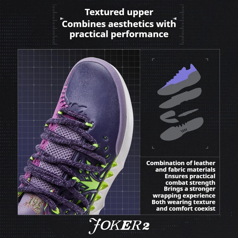 361 ° Joker 2 Low Men Basketball Shoes New Trendy Chic Breathable Shock-Absorbing Wear-resistant Male Sneakers 672611110