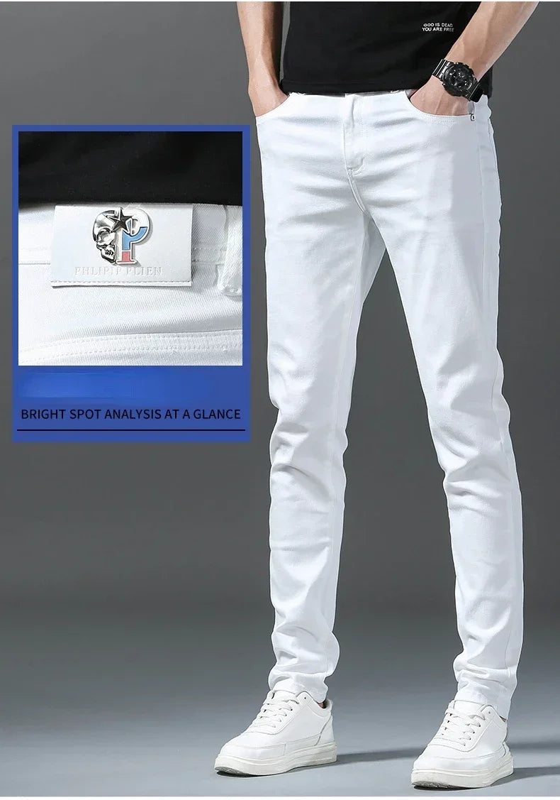 Men's Slim-Fit Cotton Jeans – Crisp White