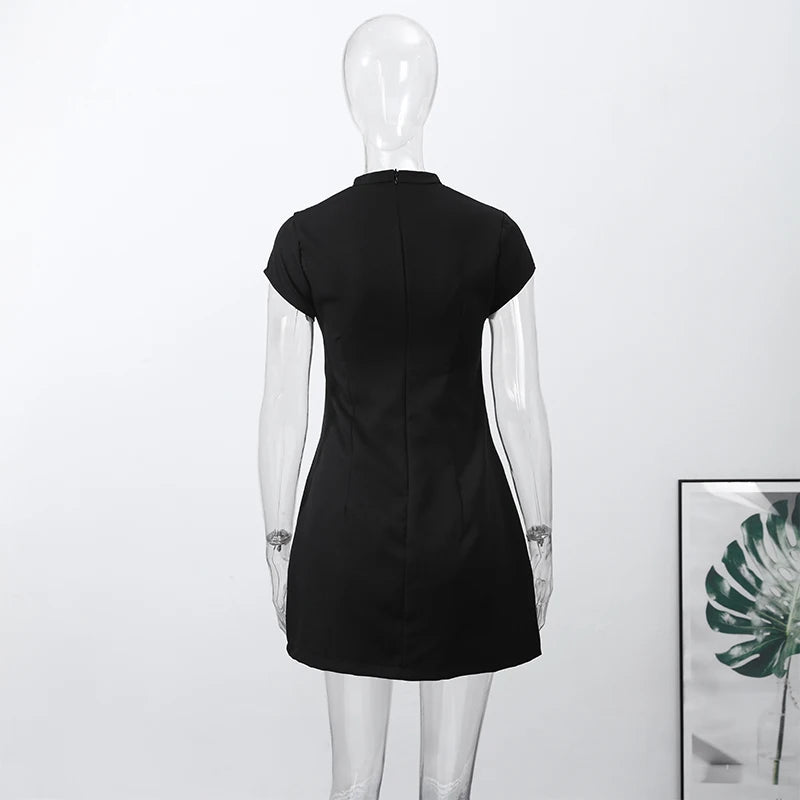 Fashion Polka Dot Mini Dress For Women Elegant Bow Tie Neck Short Sleeve Waist Slim Dress Lady 2026 Spring Summer Chic Vestidos