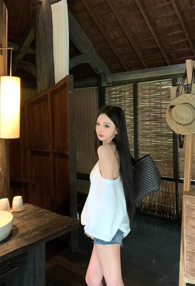 Vintage Print One-Shoulder Tee