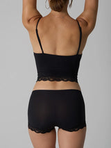 Europe American Simple Pink Light Thin Lace Strap Tank Top Flat Corner Lace Underwear for Women Comfortable Stretchy Short Sets