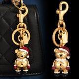 3D Metal Teddy Bear Keychain Heavy Duty Rose Gold Purse Charm Secure Trigger Clasp Accessory for Women Handbag Holiday Presents
