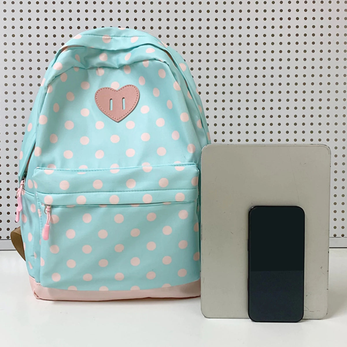 Women Nylon Polka Dot Cute Backpack Multiple Pockets Cute Playful Bookpack Travel Daypack Bag for Teens Girls College Commute