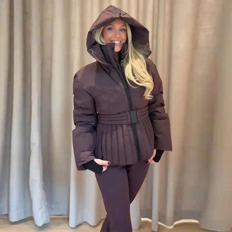 Women's Winter Fur-Trim Hooded Jumpsuit
