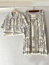 Summer Retro Geometric Two-Piece Skirt Set