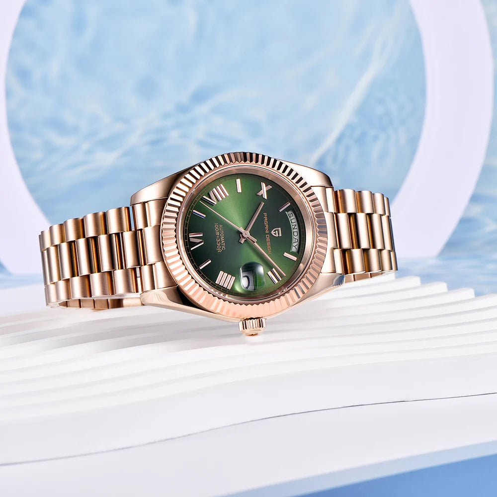 PAGANI DESIGN DD36 Rose Gold Mens Watches Mechanical Wristwatch Automatic Watch Man Fashion Waterproof AR Sapphire Mirror Clock