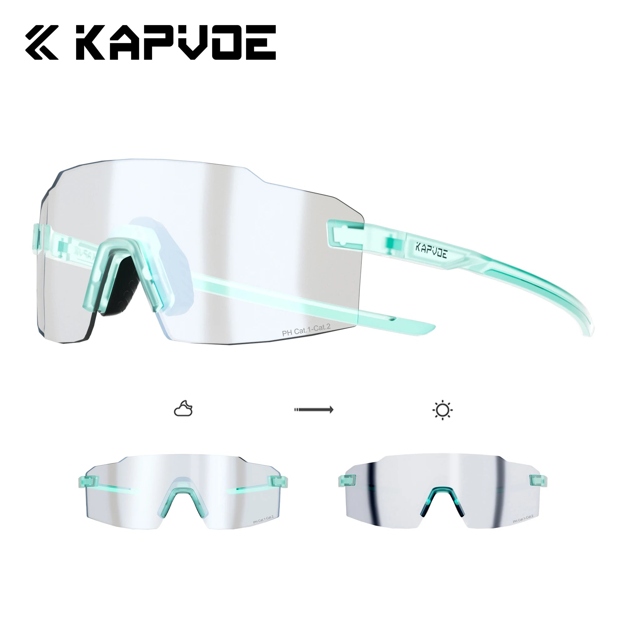 Kapvoe Fashion Sunglasses for Men Photochromic Runnning Glasses Light-Weight Cycling Glasses Bike Women UV400 Hiking Eyewear