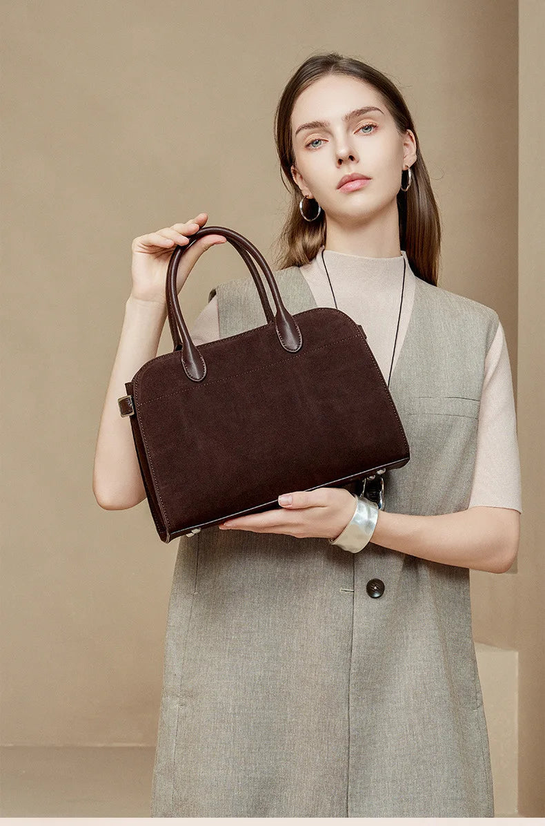 2026 Fall Winter Suede Leather Spacious Crossbody Tote Bag Simple Commuting Handheld Single Shoulder Bag Premium Women's Handbag