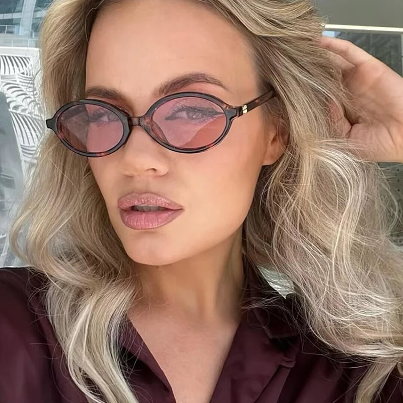 Fashion Oval Retro Sunglasses for Women – Simple Small Frame UV400 Protective Eyewear, Literary Style Luxury Design for Commuting & Travel