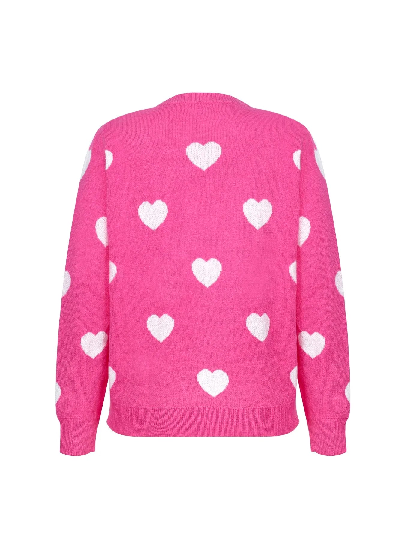 Women's Oversized Fuzzy Heart Knit Pullover Sweater