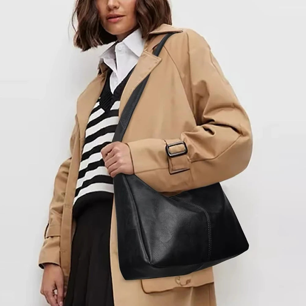 Hobo Shoulder Bags for Women Soft Vegan Leather Shoulder Handbag Versatile Large Capacity Tote Underarm Shoulder Bag Purses ﻿