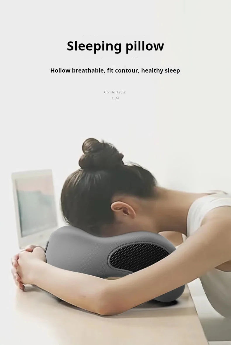 Memory Foam Neck Pillow, Ergonomic U-Shaped Travel Pillow with Washable Cover for Airplane,Car,Office Home-Soft Support
