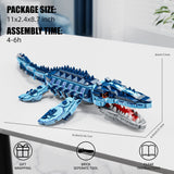 805PCS Blue Dinosaur Building Blocks Toys Model Mosasaurus Dinosaur Assemble Puzzle Bricks Toy Sets For Kid Ornament Gifts