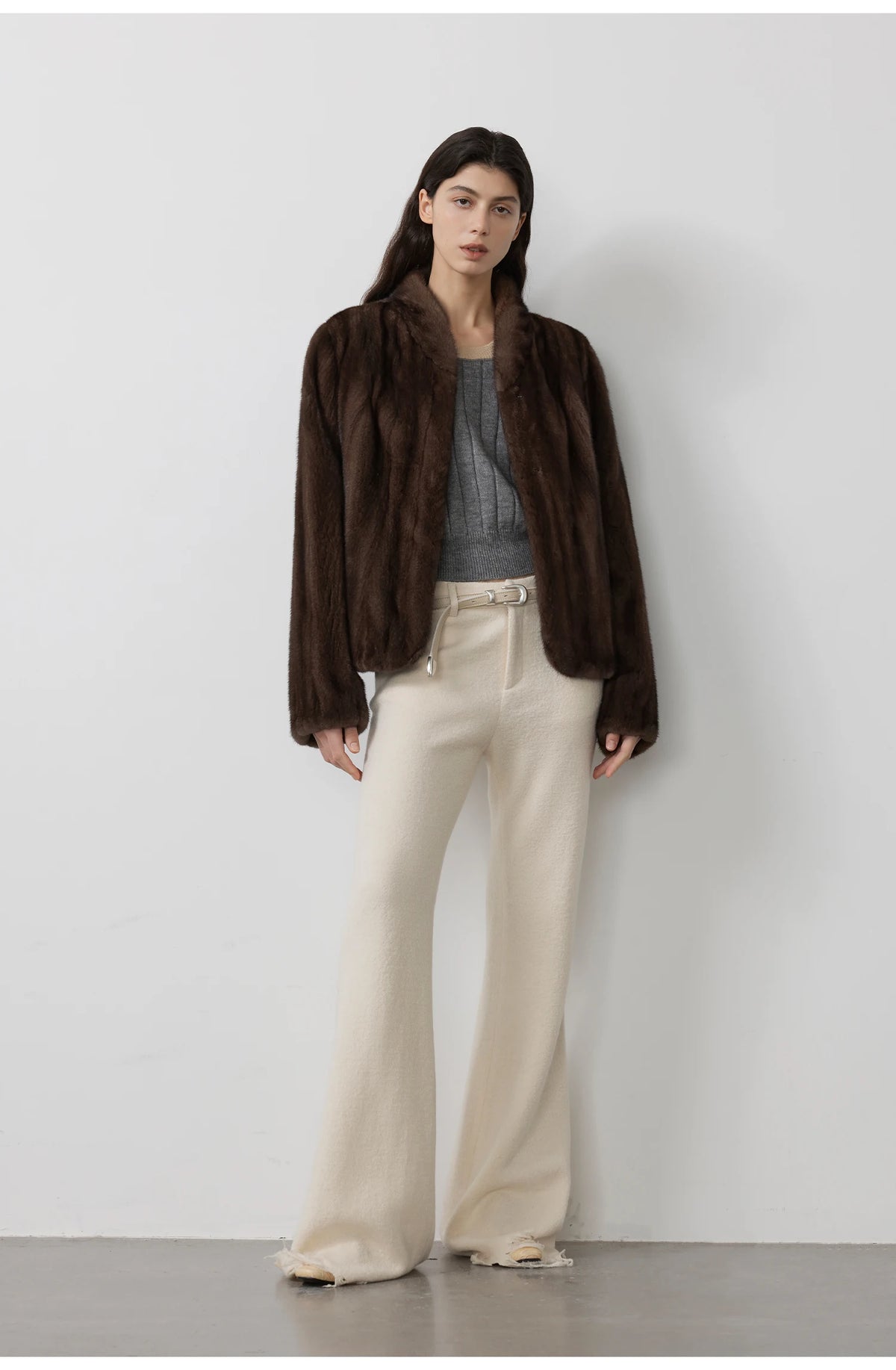 Women's Short Faux Fur Coat with Stand Collar