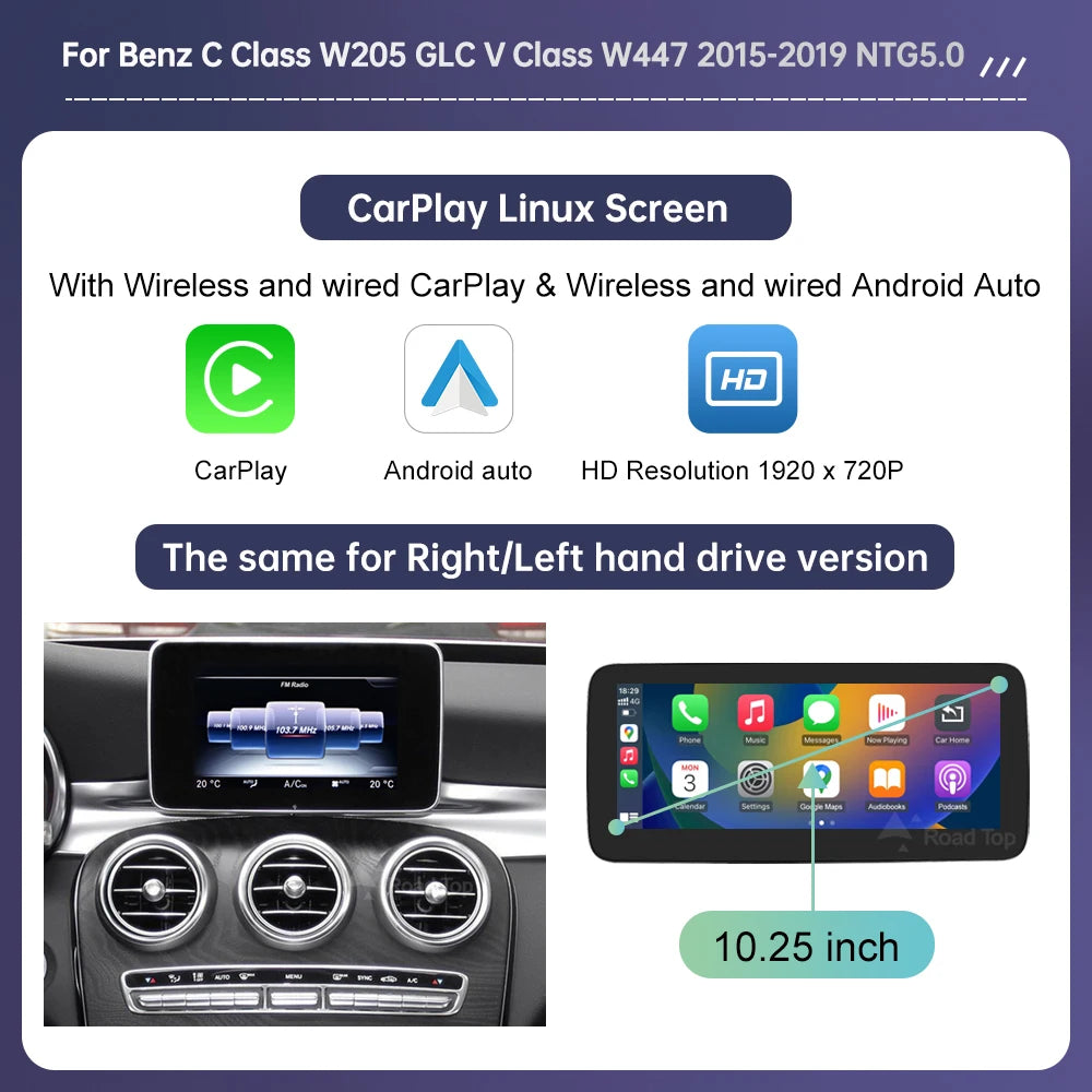 Mercedes Benz W205 GLC CarPlay & Android Auto Screen