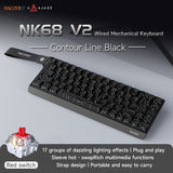 AJAZZ NK68V2 Single-Mode Wired Mechanical Keyboard Portable Gaming Keyboard RGB Hot-Swappable PC Lightweight Mechanical Keyboard
