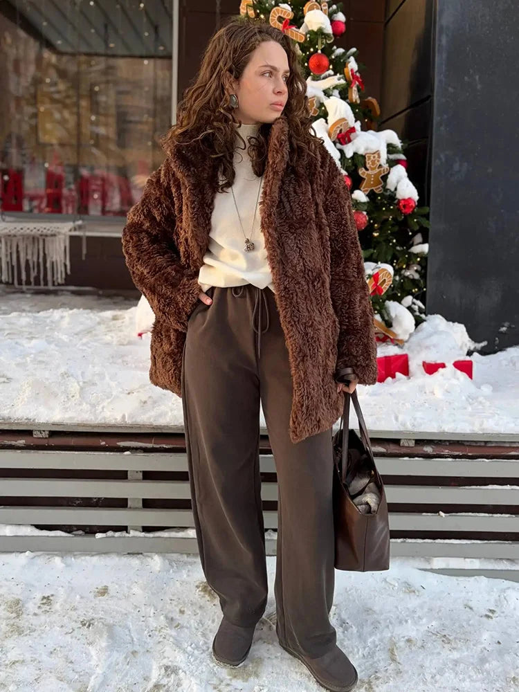 Autumn Burgundy Sweatpants Women Straight Leg Sport Pants Cotton Ladies Coffee Basic Joggers Wide Leg Women's Pants And Trousers