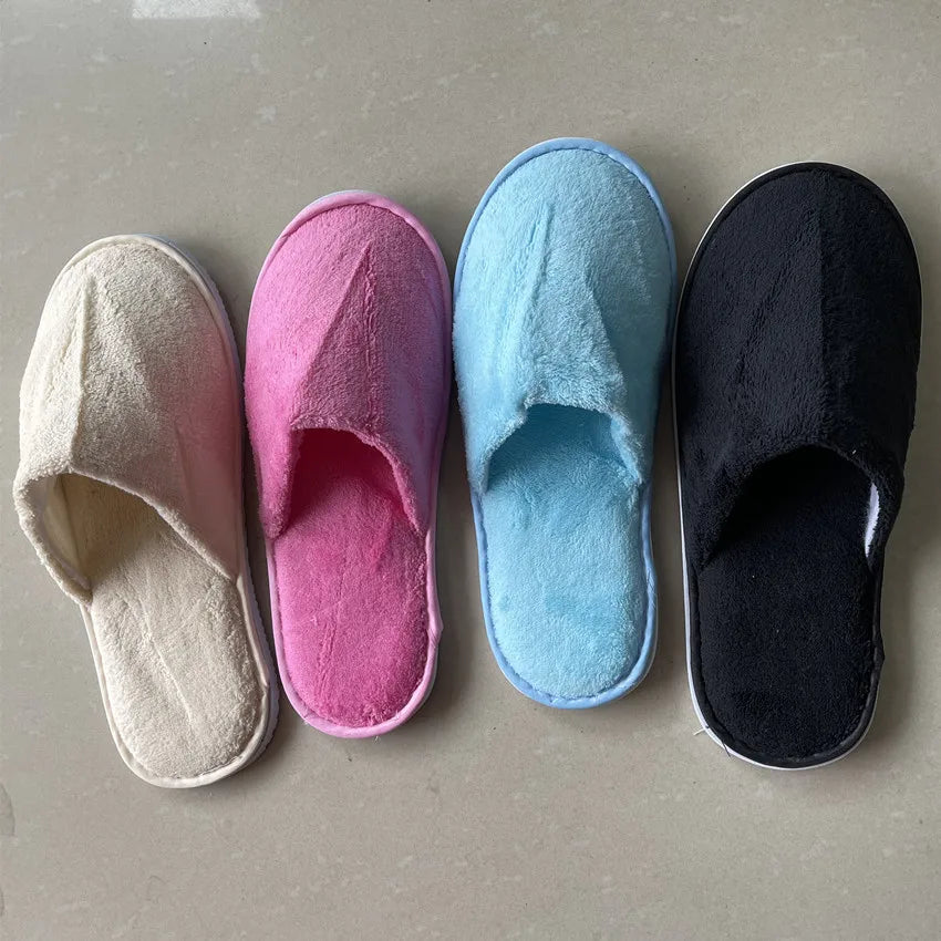 4Pairs/Lot Men Women Kids Disposable Hotel Guest Slippers Cotton Slides Home Travel SPA Slipper Hospitality Cheap Footwear