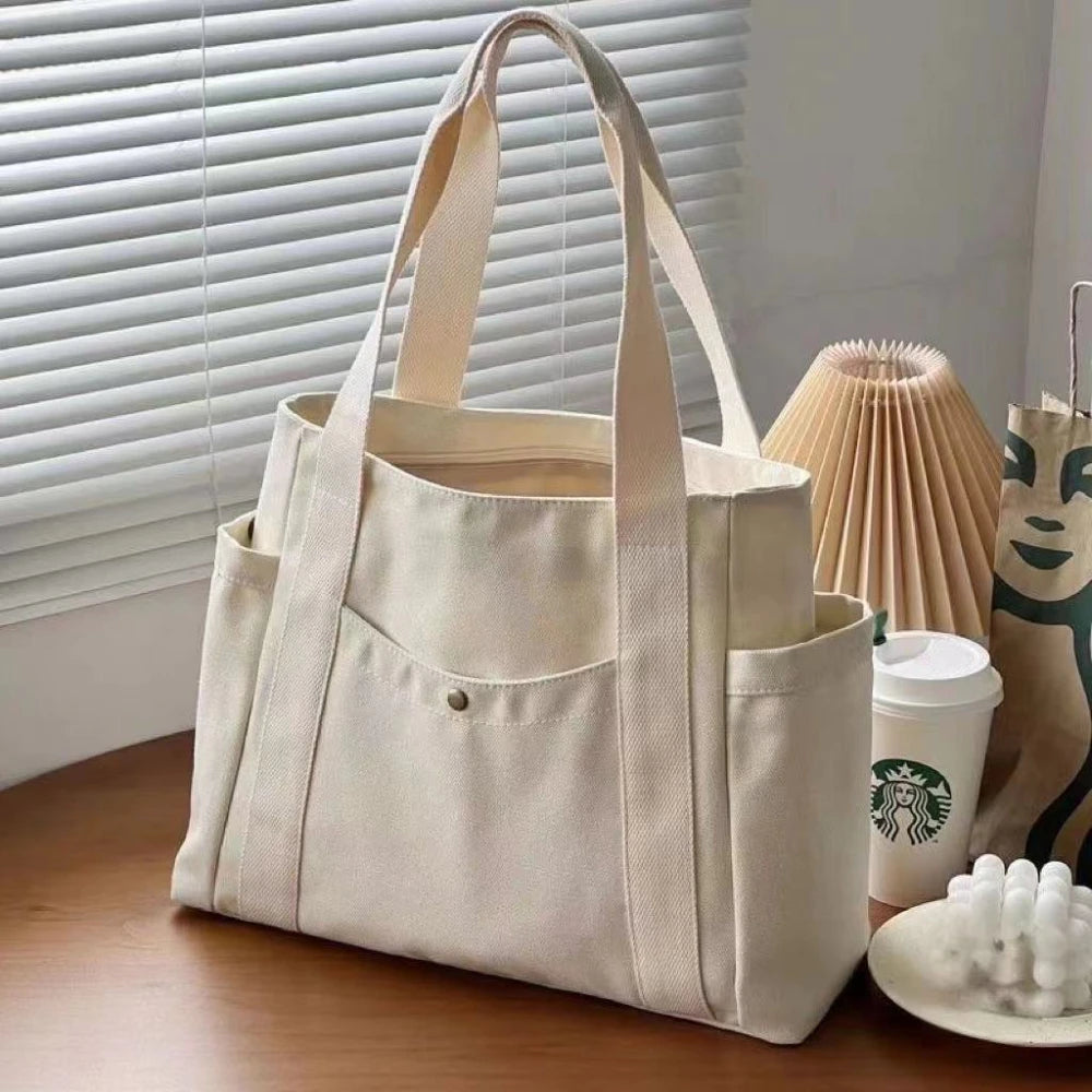 Large Capacity Canvas Tote Bags for Work Commuting Shopping Women Carrying Bag College Style Student Outfit Book Shoulder Bags